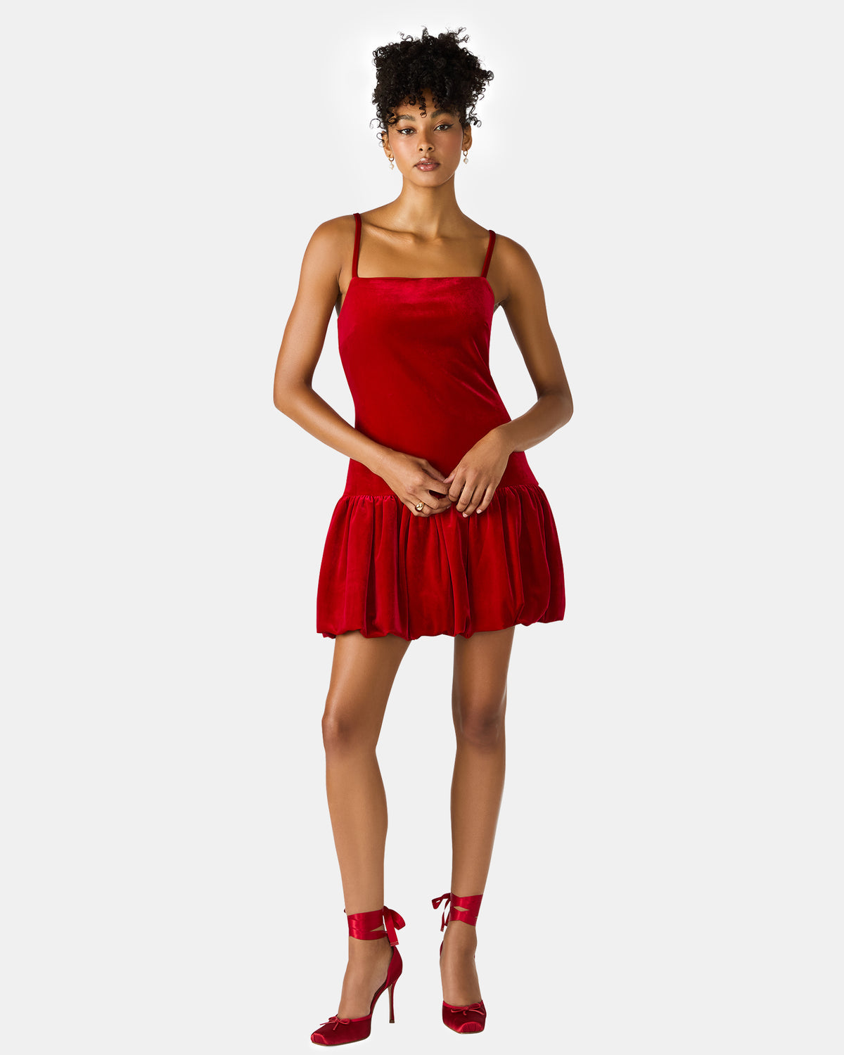 GIOVANNA Red Velvet Bubble Skirt Sleeveless Mini Women's Dress | Steve Madden outlet