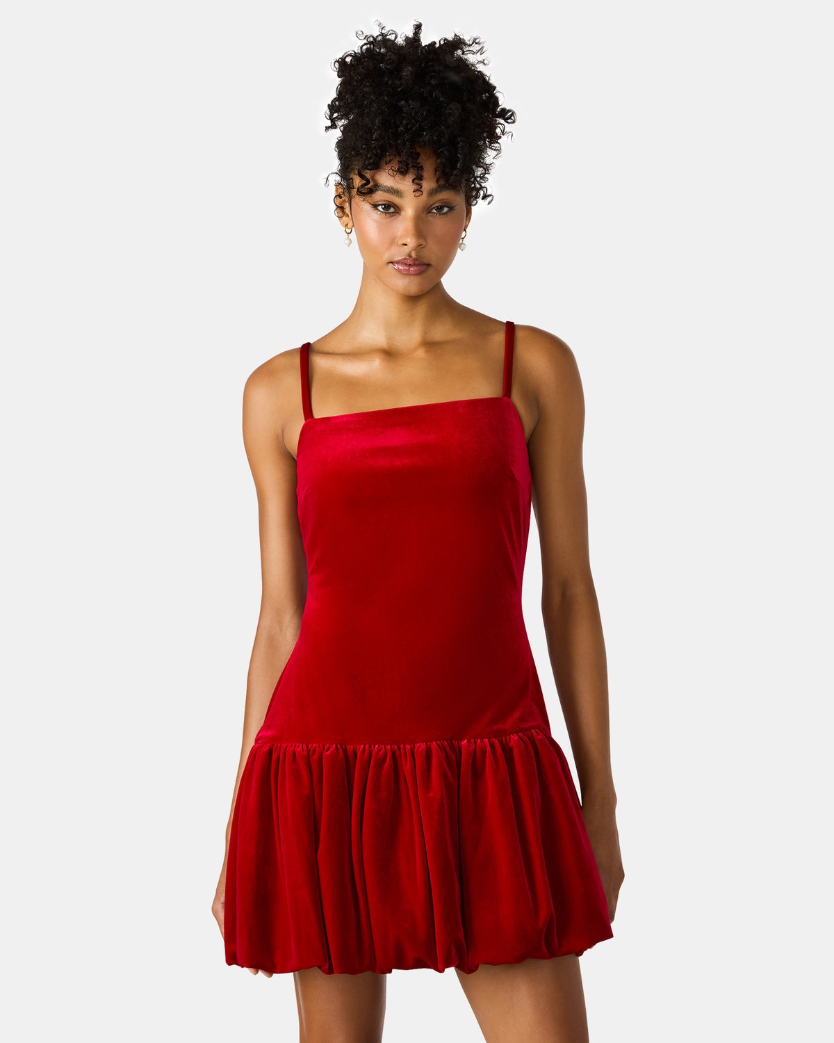 GIOVANNA Red Velvet Bubble Skirt Sleeveless Mini Women's Dress | Steve Madden outlet