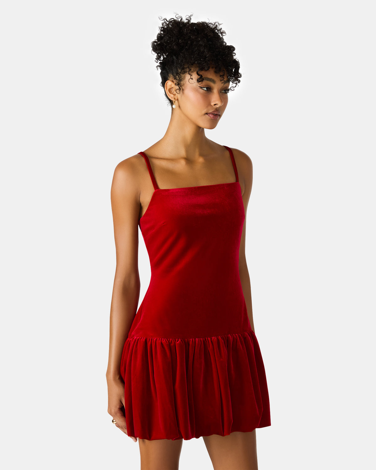 GIOVANNA Red Velvet Bubble Skirt Sleeveless Mini Women's Dress | Steve Madden outlet