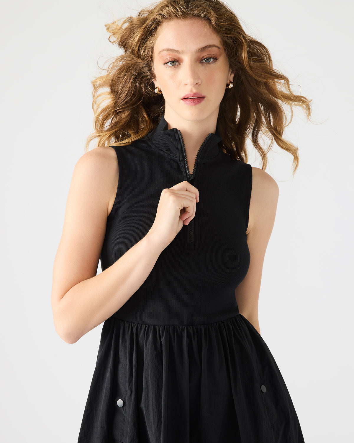 BERLIN White Women's Mock Neck Midi Dress | Steve Madden on Sale