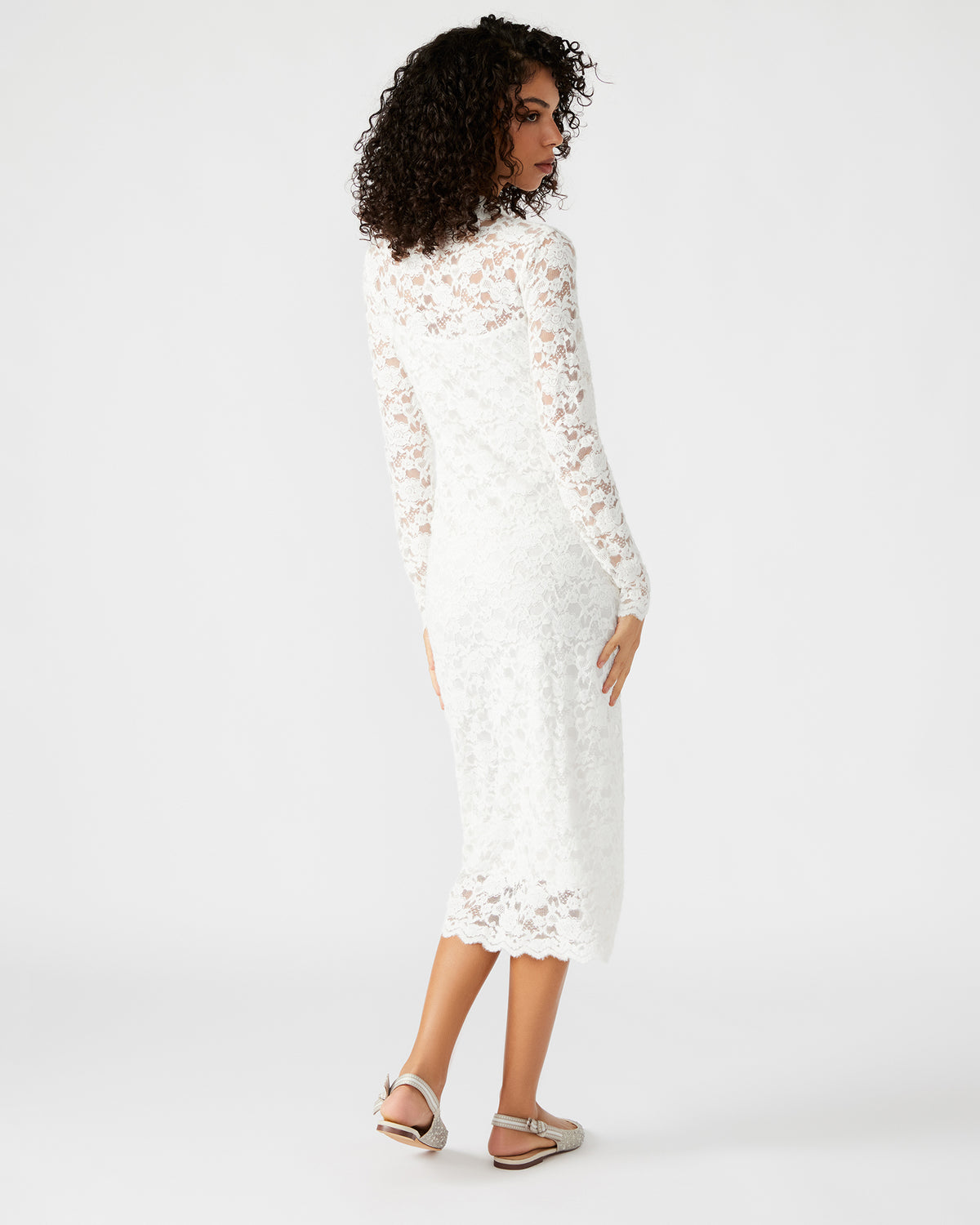 VIVIENNE Ivory Lace Women's Mock Neck Midi Dress | Steve Madden near me
