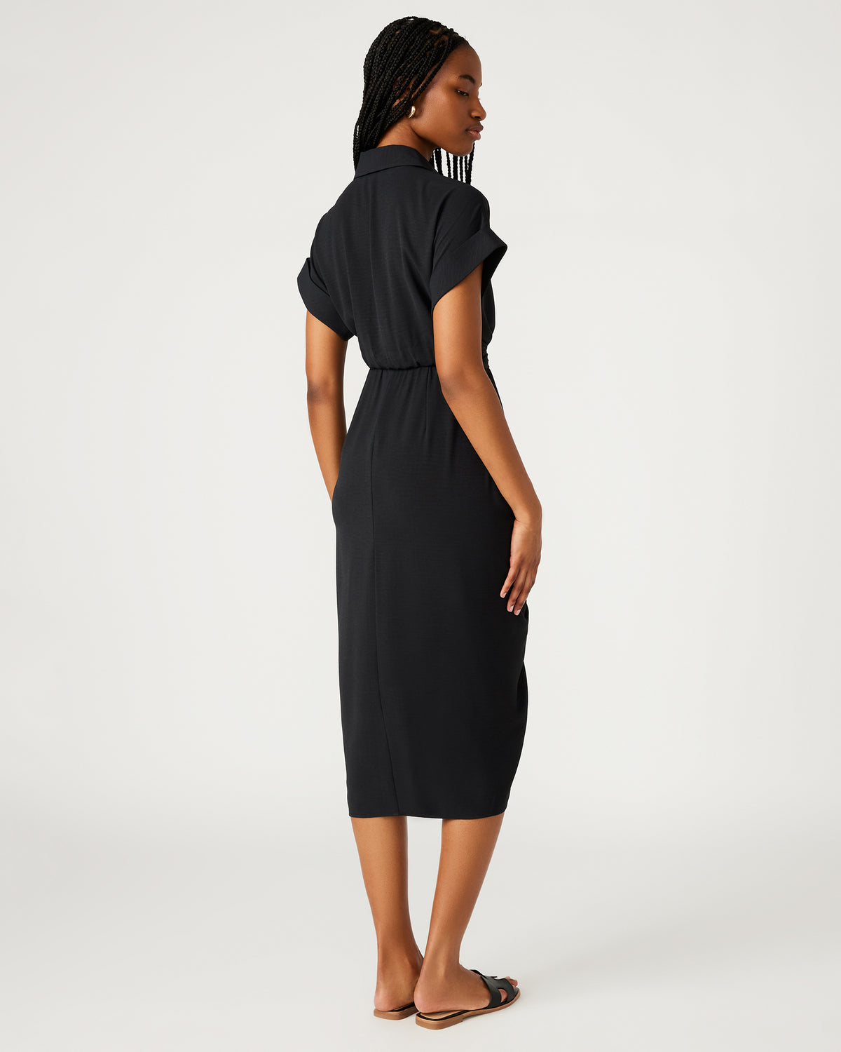 TORI Black Knit Button Up Collared Midi Dress | Steve Madden online
