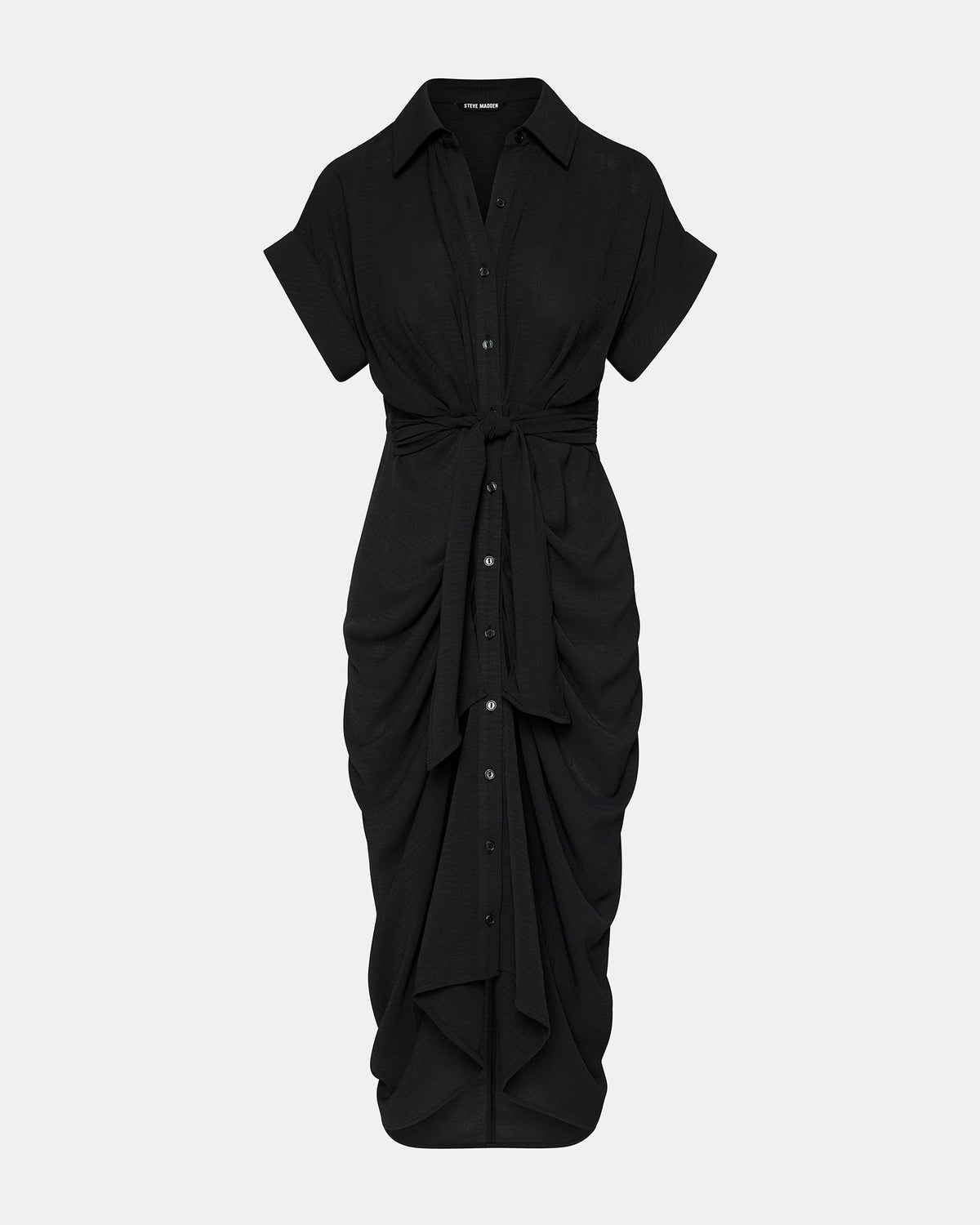 TORI Black Knit Button Up Collared Midi Dress | Steve Madden online