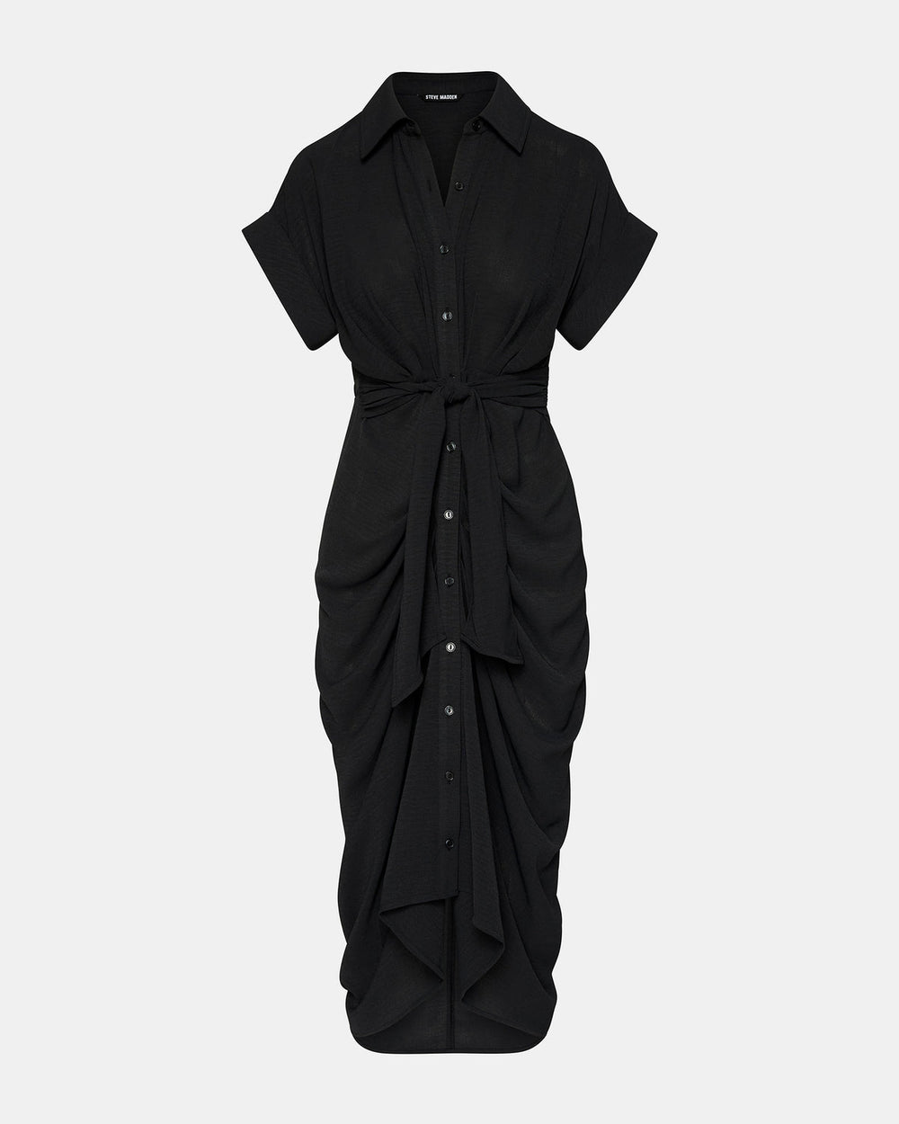 TORI Black Knit Button Up Collared Midi Dress | Steve Madden online