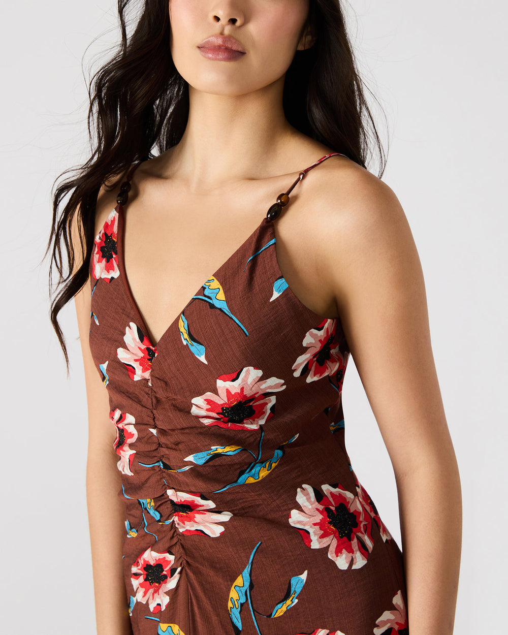 MONROE Brown Floral Print Flowy Maxi Dress | Steve Madden Sale