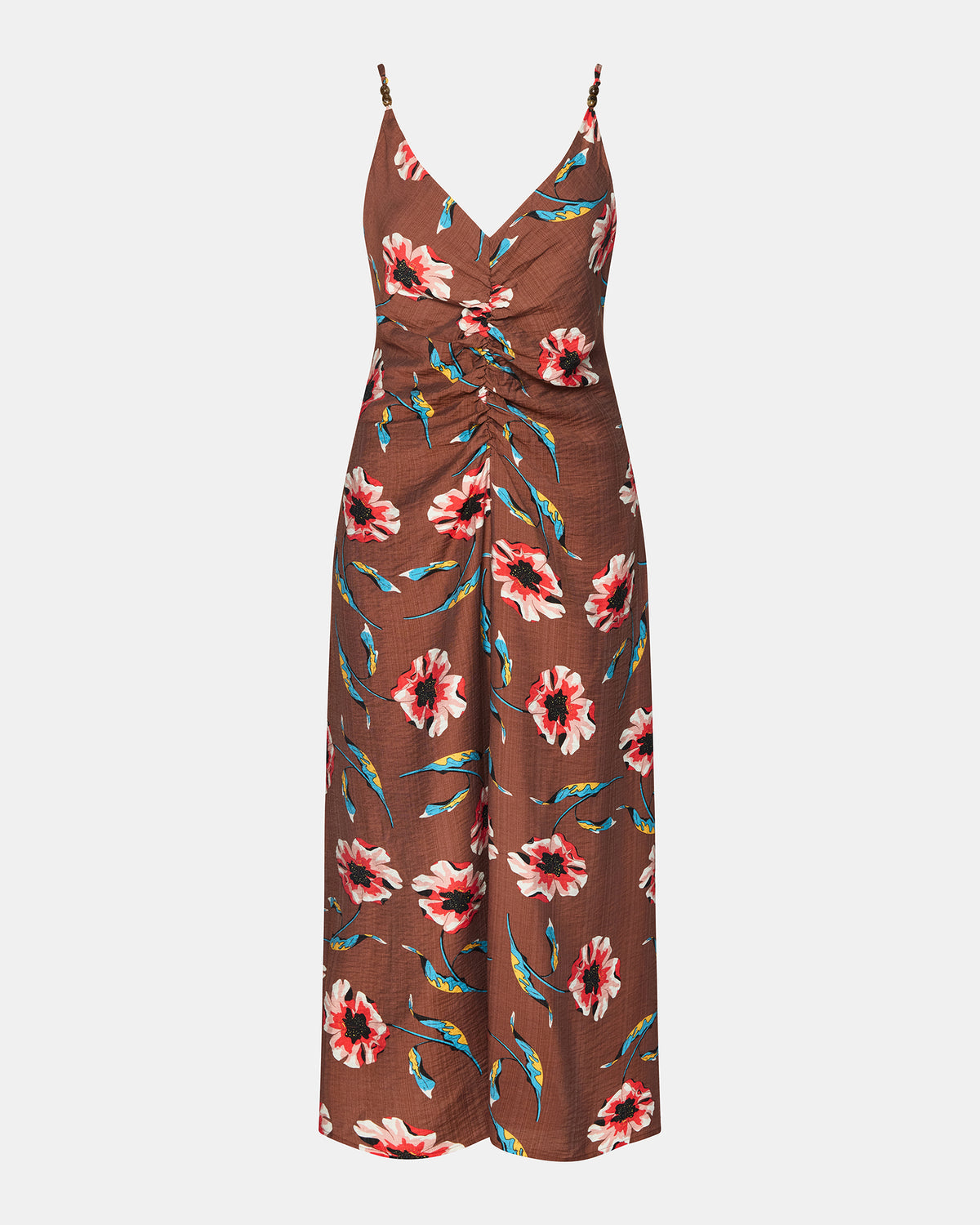 MONROE Brown Floral Print Flowy Maxi Dress | Steve Madden Sale