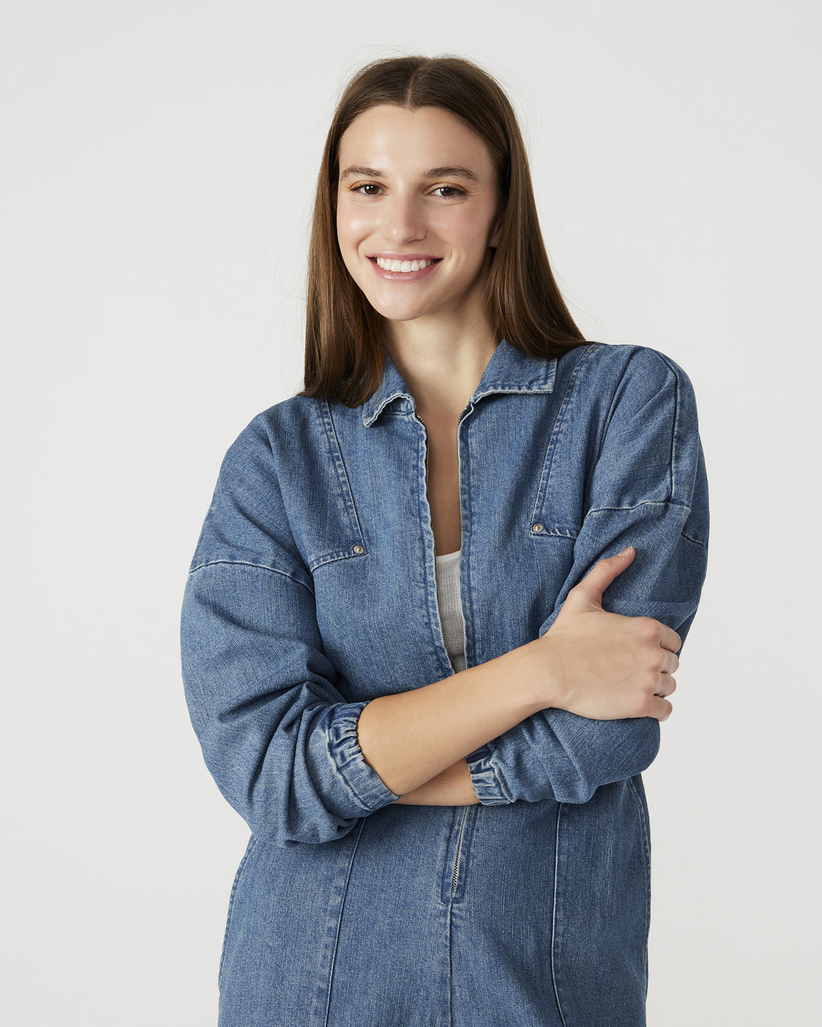 TRISTA Denim Women's Long-Sleeved Jumpsuit | Steve Madden for Sale