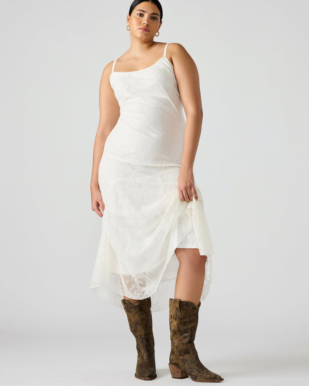 VEERA White Maxi Lace Flowy Women's Dress | Steve Madden on Sale