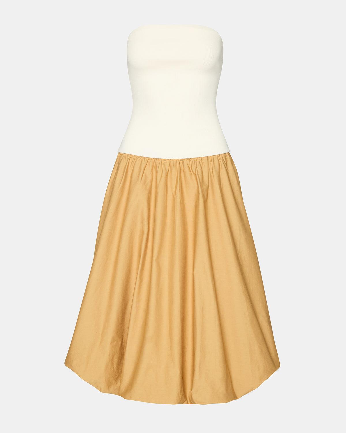 OLIVER Taupe Women's Strapless Midi Bubble Dress | Steve Madden discount