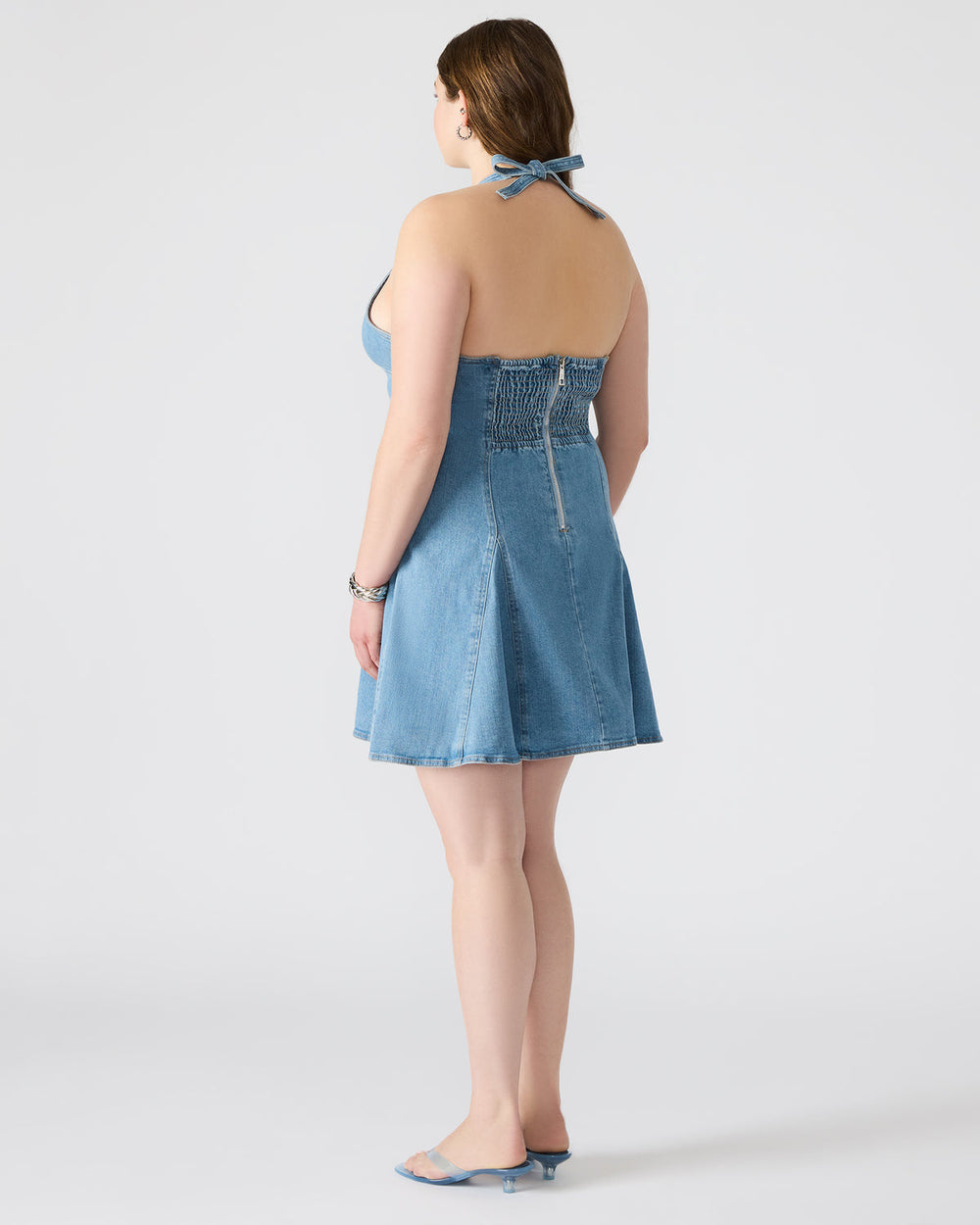 MALIA Denim Women's Halter Back Neck Tie Mini Dress | Steve Madden online