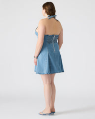 MALIA Denim Women's Halter Back Neck Tie Mini Dress | Steve Madden online