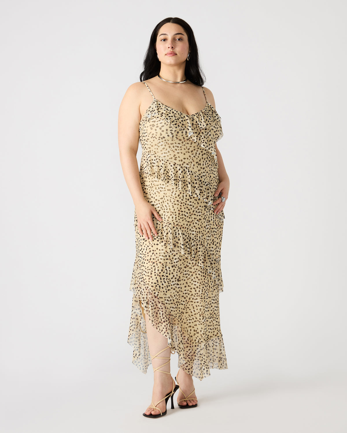 AIDA Sand Women's Flowy Sleeveless Ruffle Maxi Dress | Steve Madden for Sale