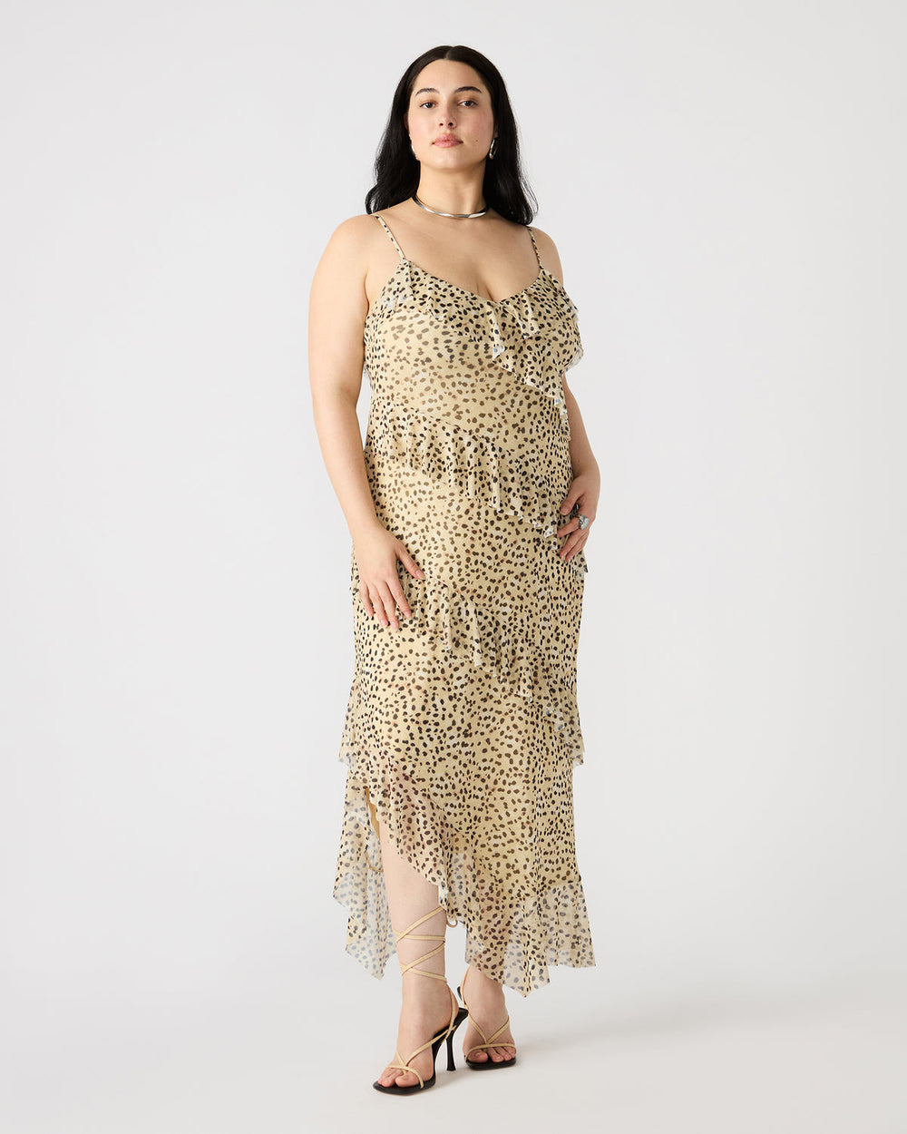 AIDA Sand Women's Flowy Sleeveless Ruffle Maxi Dress | Steve Madden for Sale