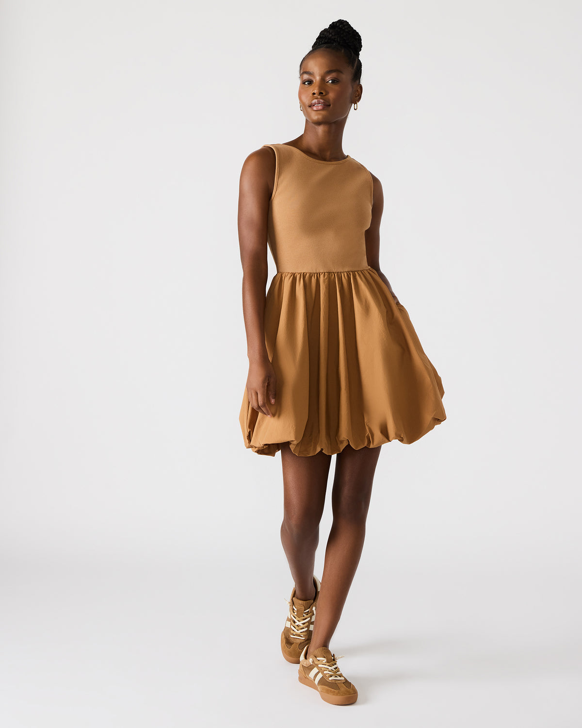 PALERMO Camel Women's Mini Bubble-Hem Dress | Steve Madden near me