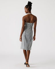 GIA Light Grey Women's Denim Midi Dress | Steve Madden US