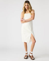 GISELLE White Denim Midi Women's Dress with Slit | Steve Madden for Sale