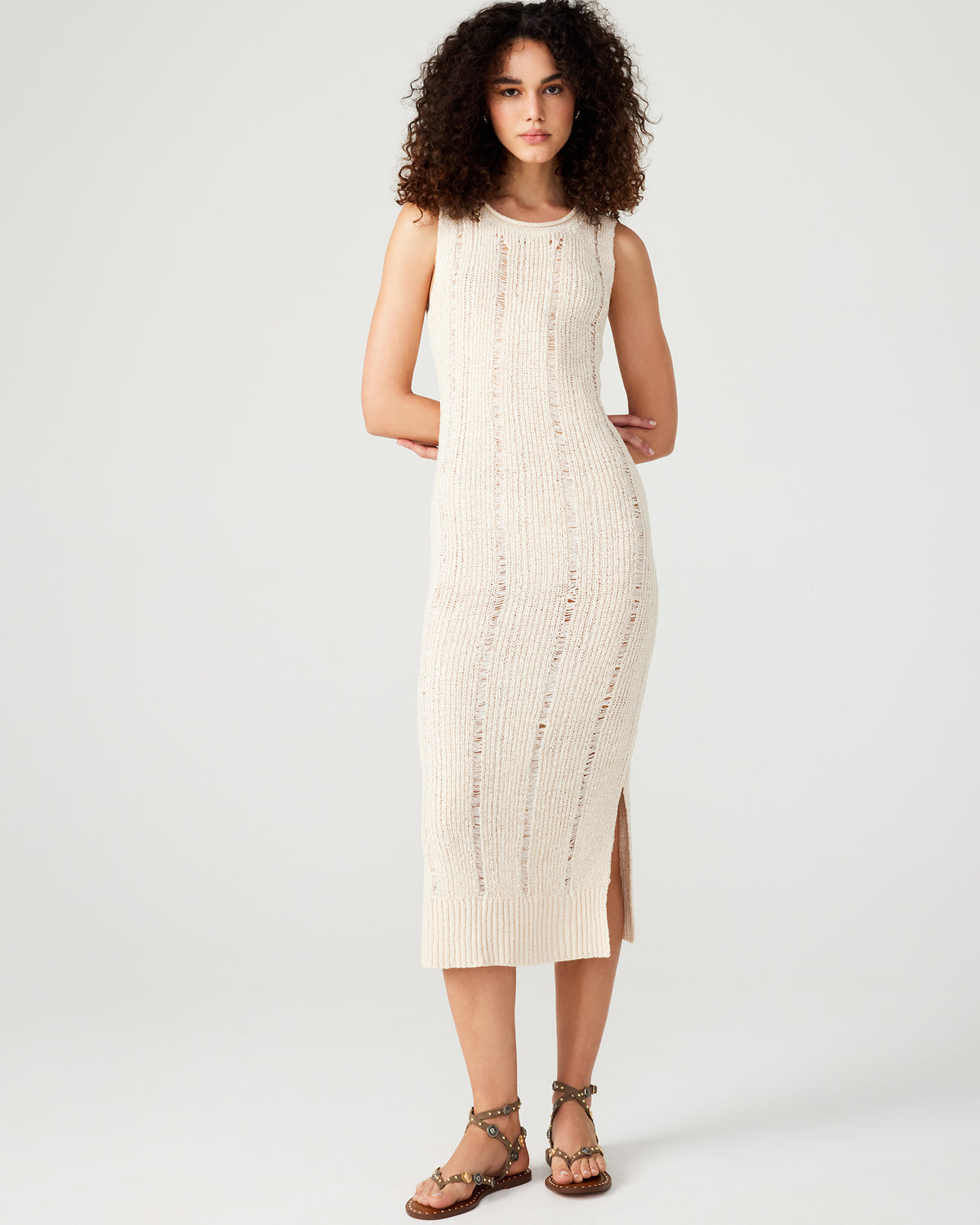 AMIRAH Sweater Dress Beige | Women's Knit Bodycon Dresses | Steve Madden on Sale