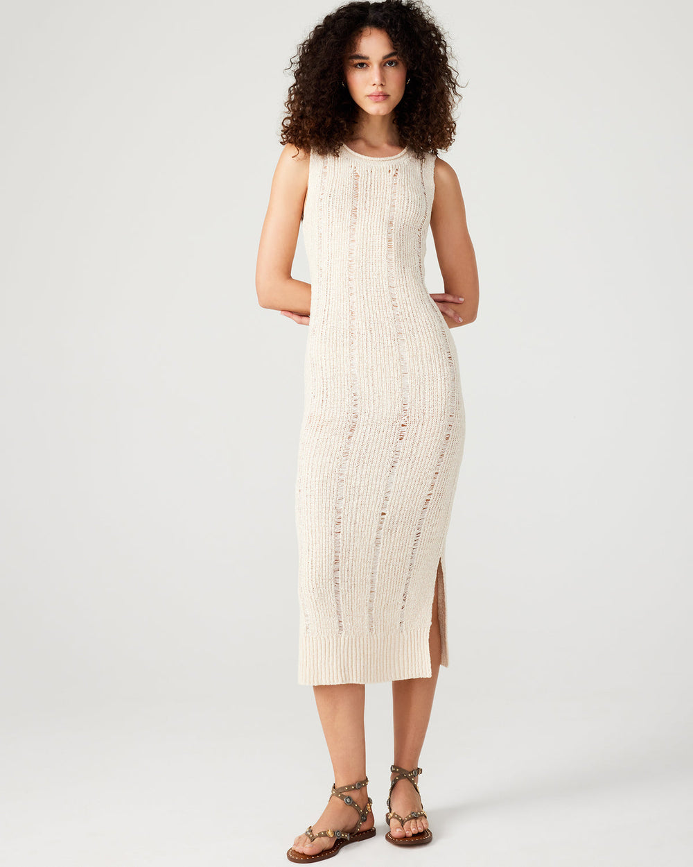 AMIRAH Sweater Dress Beige | Women's Knit Bodycon Dresses | Steve Madden on Sale