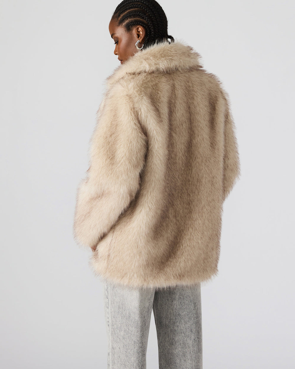 KINDRA Natural Faux Fur Collared Women's Coat | Steve Madden near me