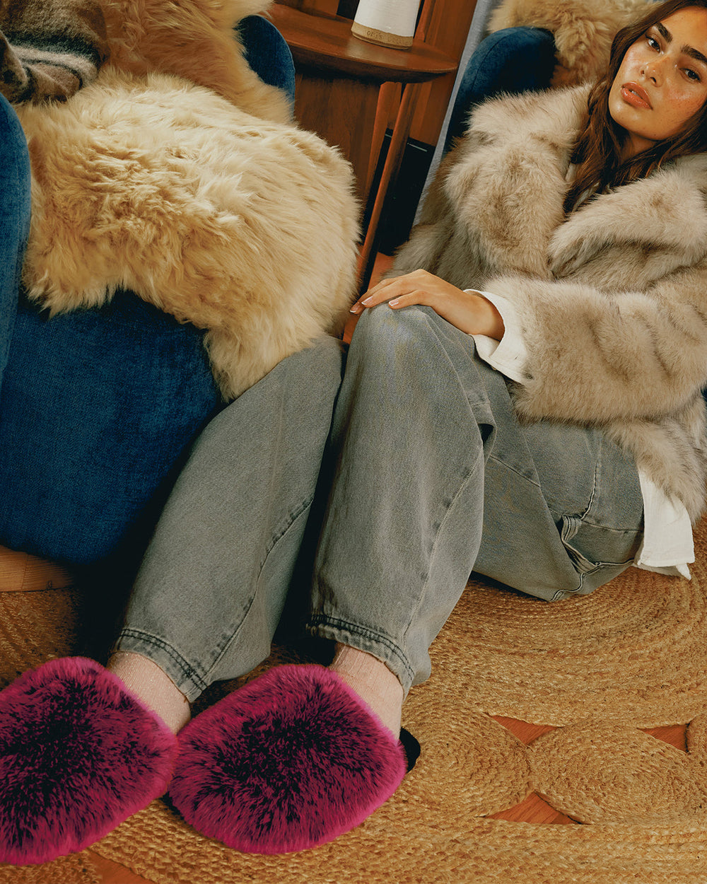 KINDRA Natural Faux Fur Collared Women's Coat | Steve Madden near me