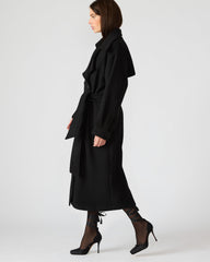ENORA Black Long-Sleeved Button-Up Collared Women's Trench Coat | Steve Madden discount