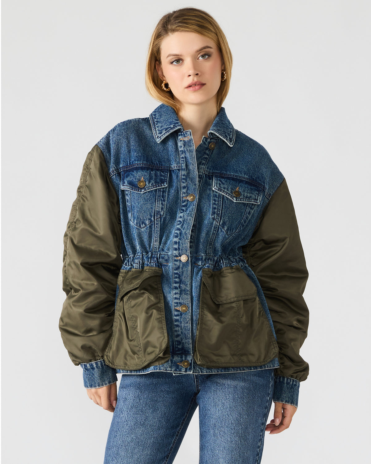JOIE Dark Navy Long-Sleeved Button-Up Collared Women's Jacket | Steve Madden Sale