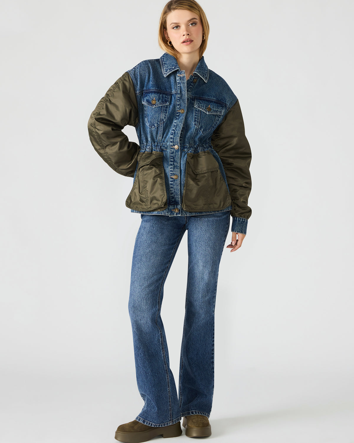 JOIE Dark Navy Long-Sleeved Button-Up Collared Women's Jacket | Steve Madden Sale