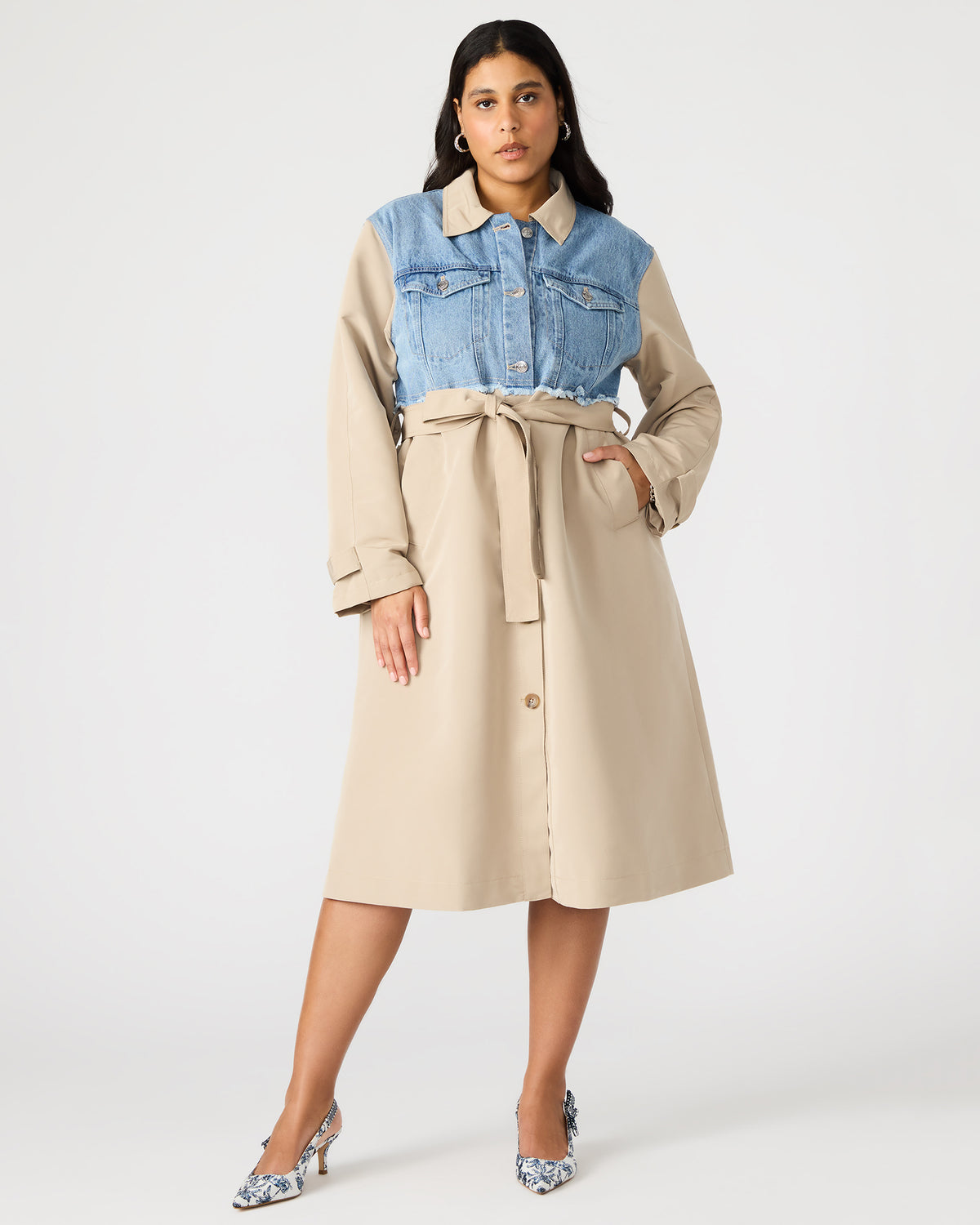 SORAYA Denim Multi Women's Long-Sleeved Button-Up Coat | Steve Madden on Sale