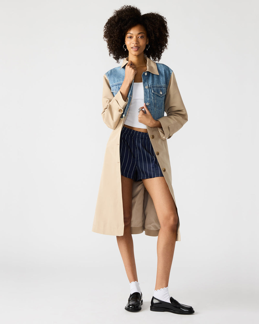 SORAYA Denim Multi Women's Long-Sleeved Button-Up Coat | Steve Madden on Sale