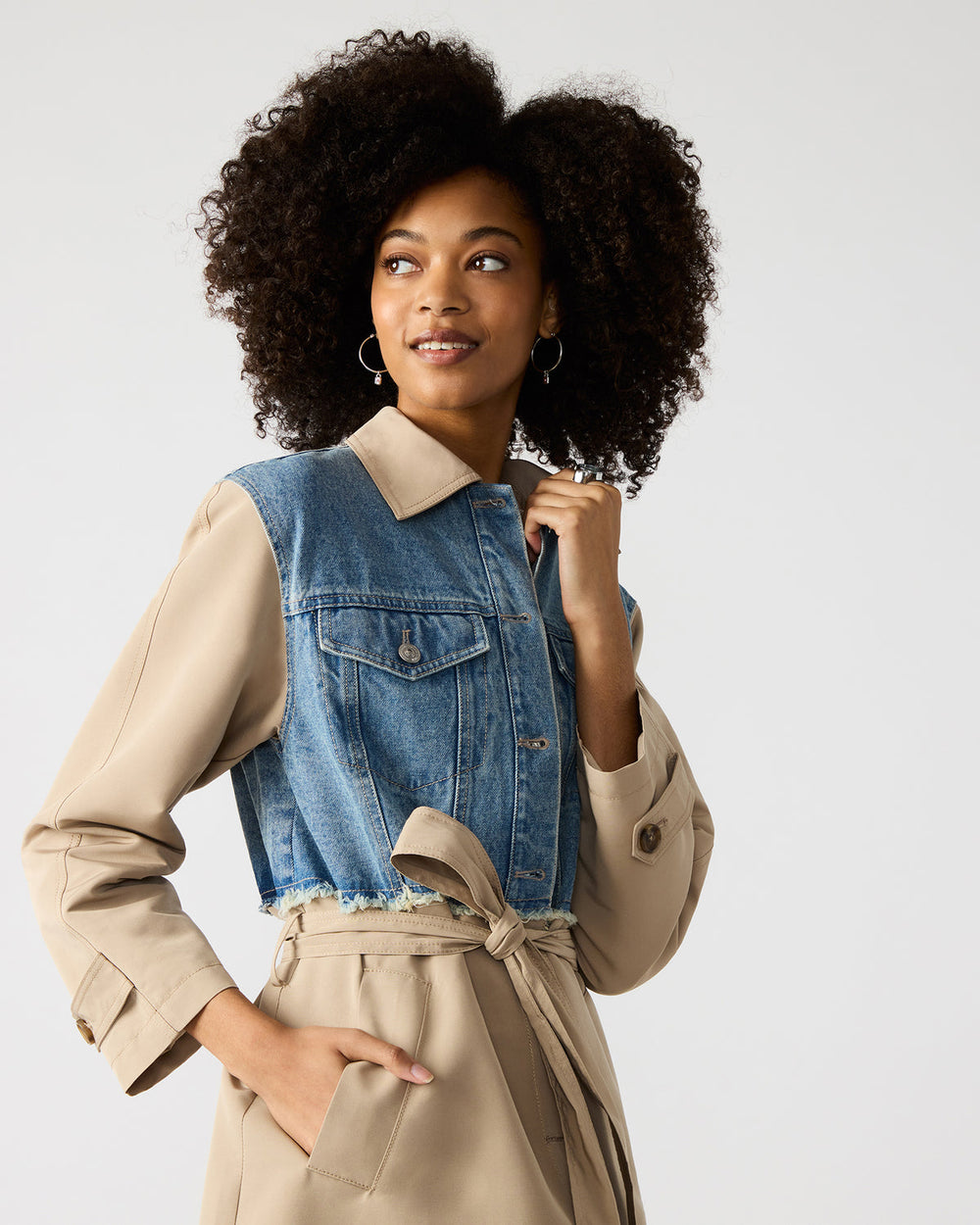 SORAYA Denim Multi Women's Long-Sleeved Button-Up Coat | Steve Madden on Sale