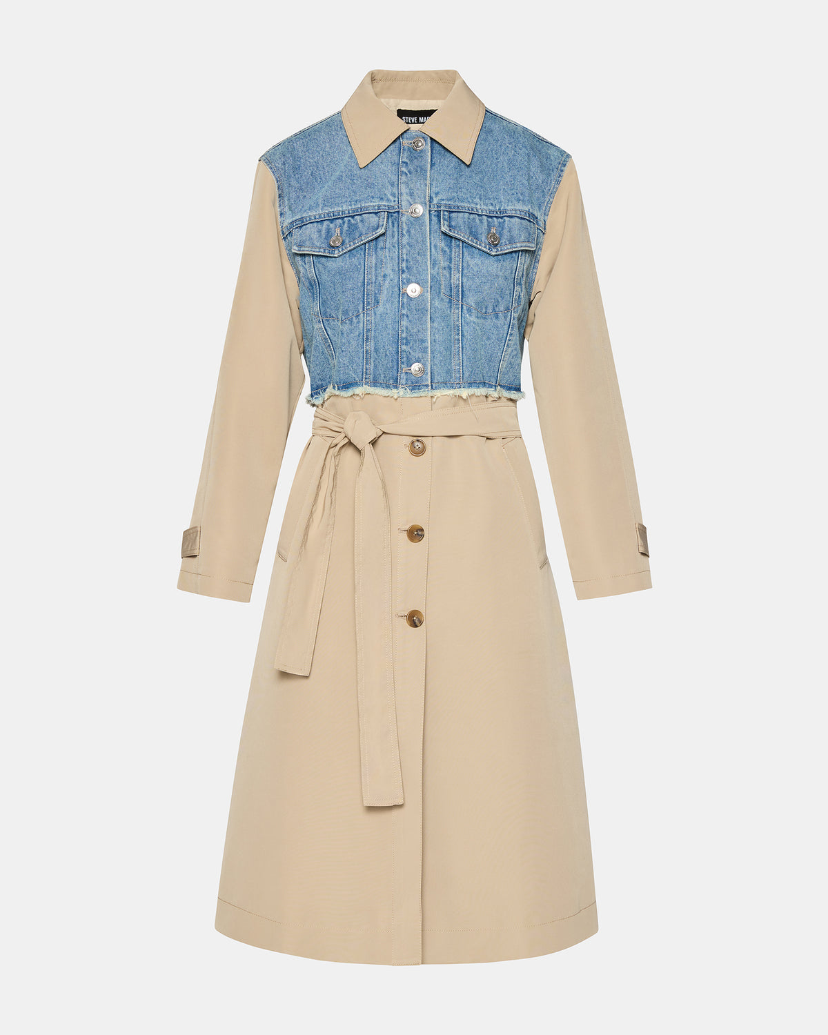 SORAYA Denim Multi Women's Long-Sleeved Button-Up Coat | Steve Madden on Sale