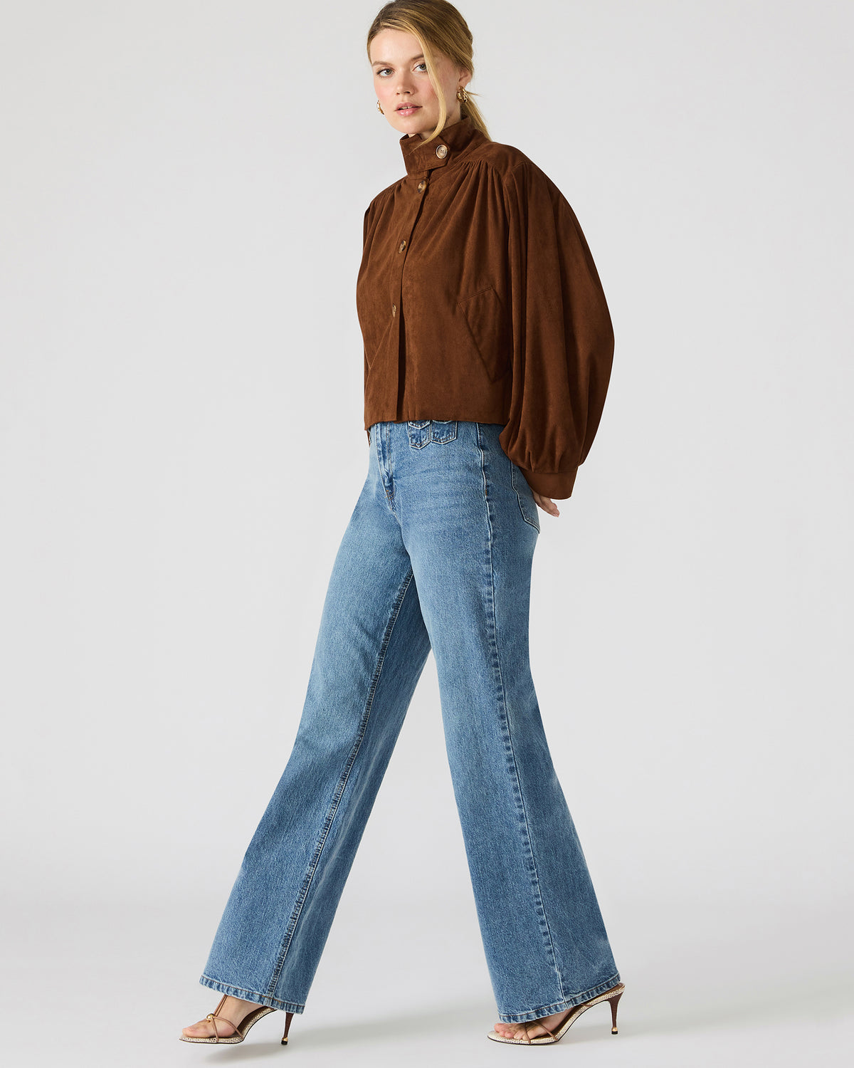 DIERDRA Chicory Coffee Long-Sleeved Button-Up Women's Jacket | Steve Madden near me