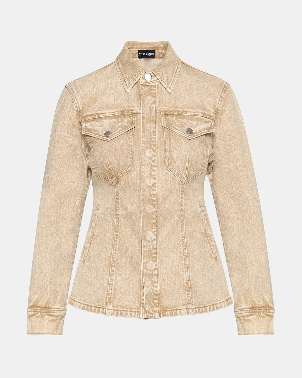 PARC Cafe Au Lait Long-Sleeved Button-Up Denim Women's Jacket | Steve Madden Sale