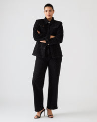PARC Black Crystal Rhinestone Embellished Long-Sleeved Button-Up Denim Women's Jacket | Steve Madden on Sale