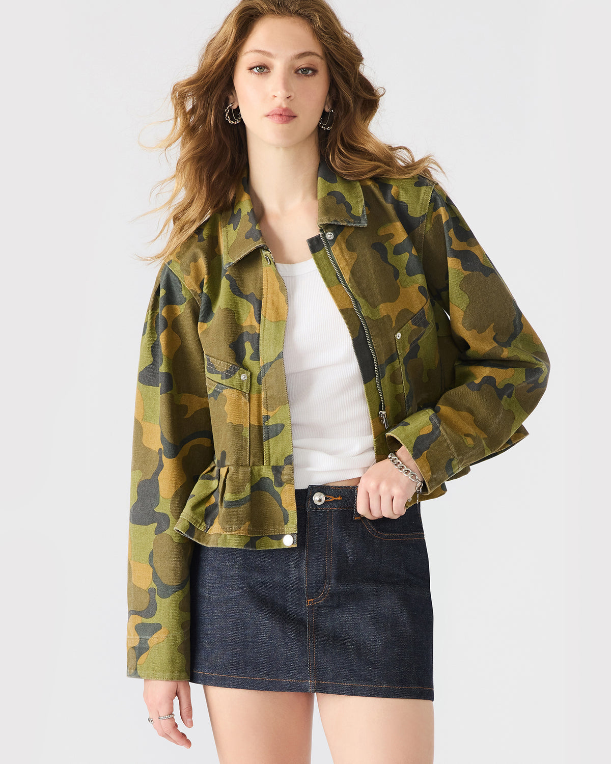 SLOAN Camouflage Long-Sleeved Zip-Up Women's Jacket | Steve Madden US