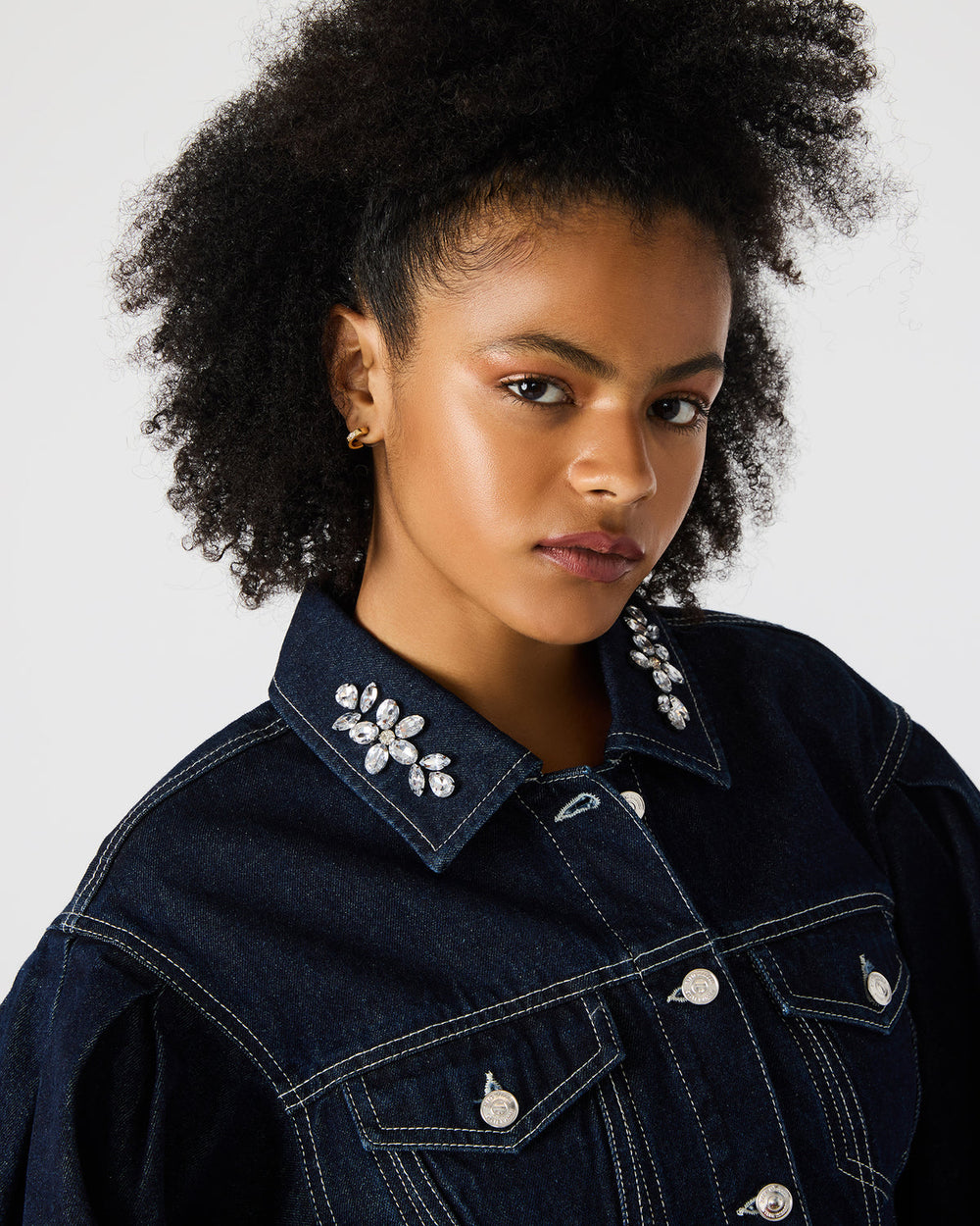 DOROTHY Bijou Blue Button-Up Denim Embellished Women's Jacket | Steve Madden outlet