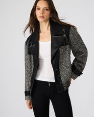 MERCEDES Black Multi Long-Sleeved Button-Up Faux Leather Women's Coat | Steve Madden Sale