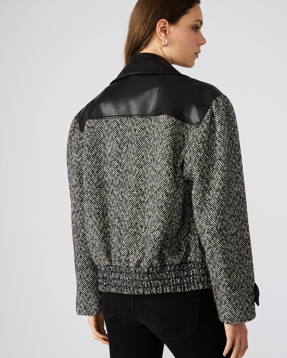 MERCEDES Black Multi Long-Sleeved Button-Up Faux Leather Women's Coat | Steve Madden Sale