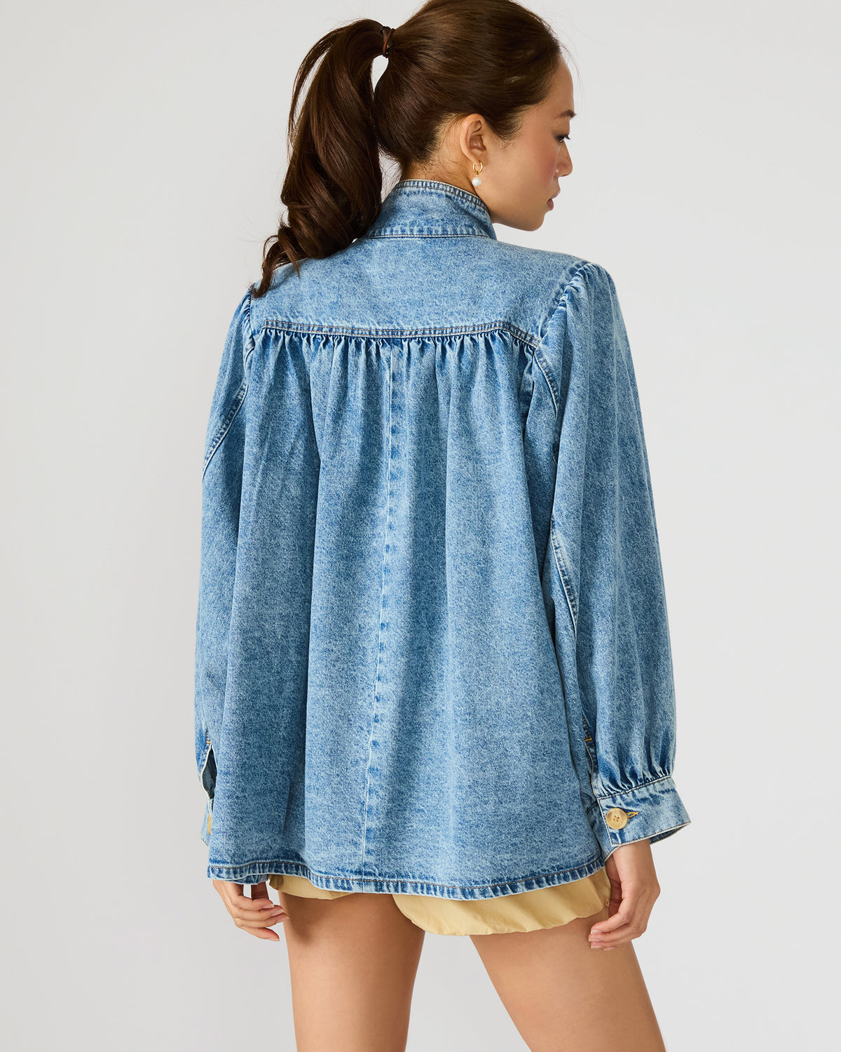 MARCELINE Denim Forever Blue Button-Up Long-Sleeved Women's Jacket | Steve Madden for Sale