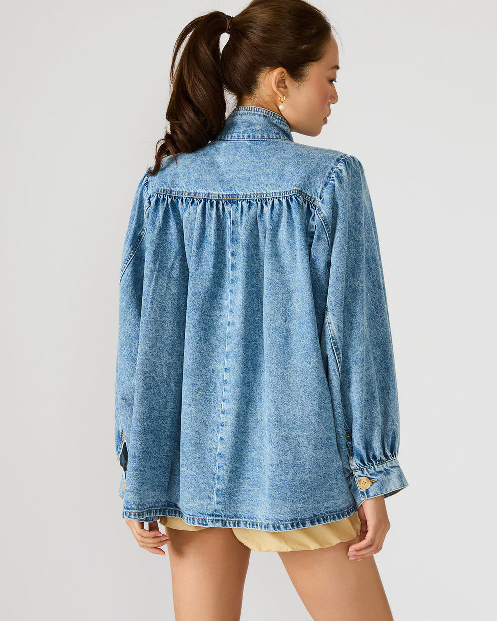 MARCELINE Denim Forever Blue Button-Up Long-Sleeved Women's Jacket | Steve Madden for Sale