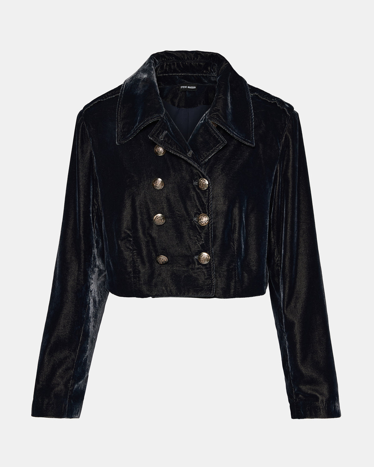 TONIA Indigo Haze Velvet Button-Up Long-Sleeved Women's Blazer Jacket | Steve Madden near me