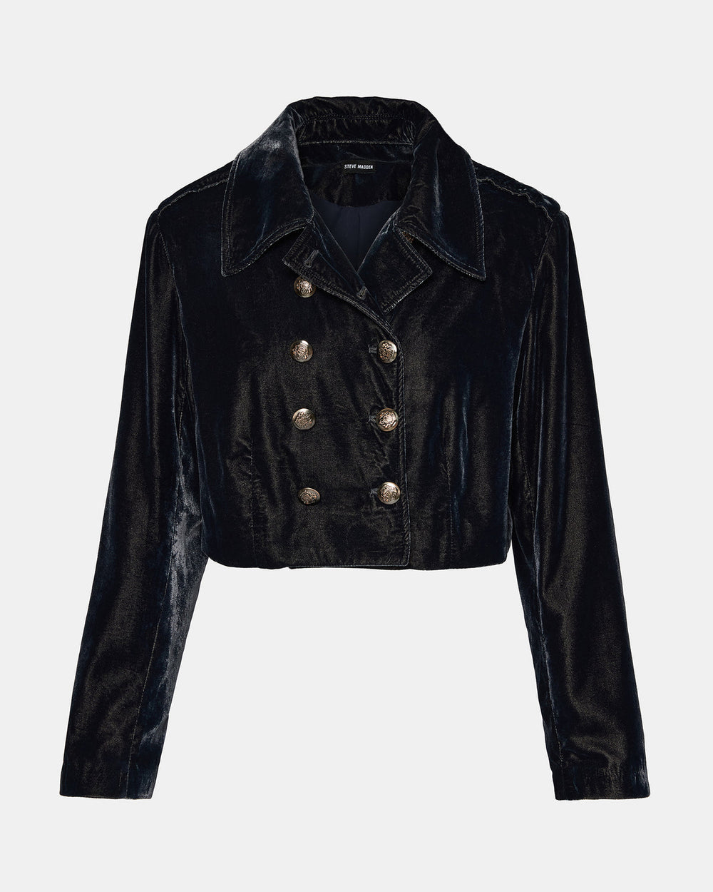 TONIA Indigo Haze Velvet Button-Up Long-Sleeved Women's Blazer Jacket | Steve Madden near me