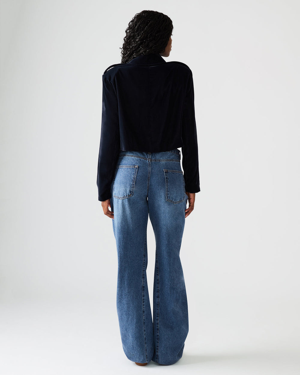 TONIA Indigo Haze Velvet Button-Up Long-Sleeved Women's Blazer Jacket | Steve Madden near me