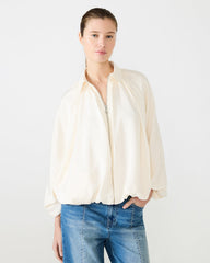 ASPEN Cream Long-Sleeved Zip-Up Puffed Bomber Women's Jacket | Steve Madden US