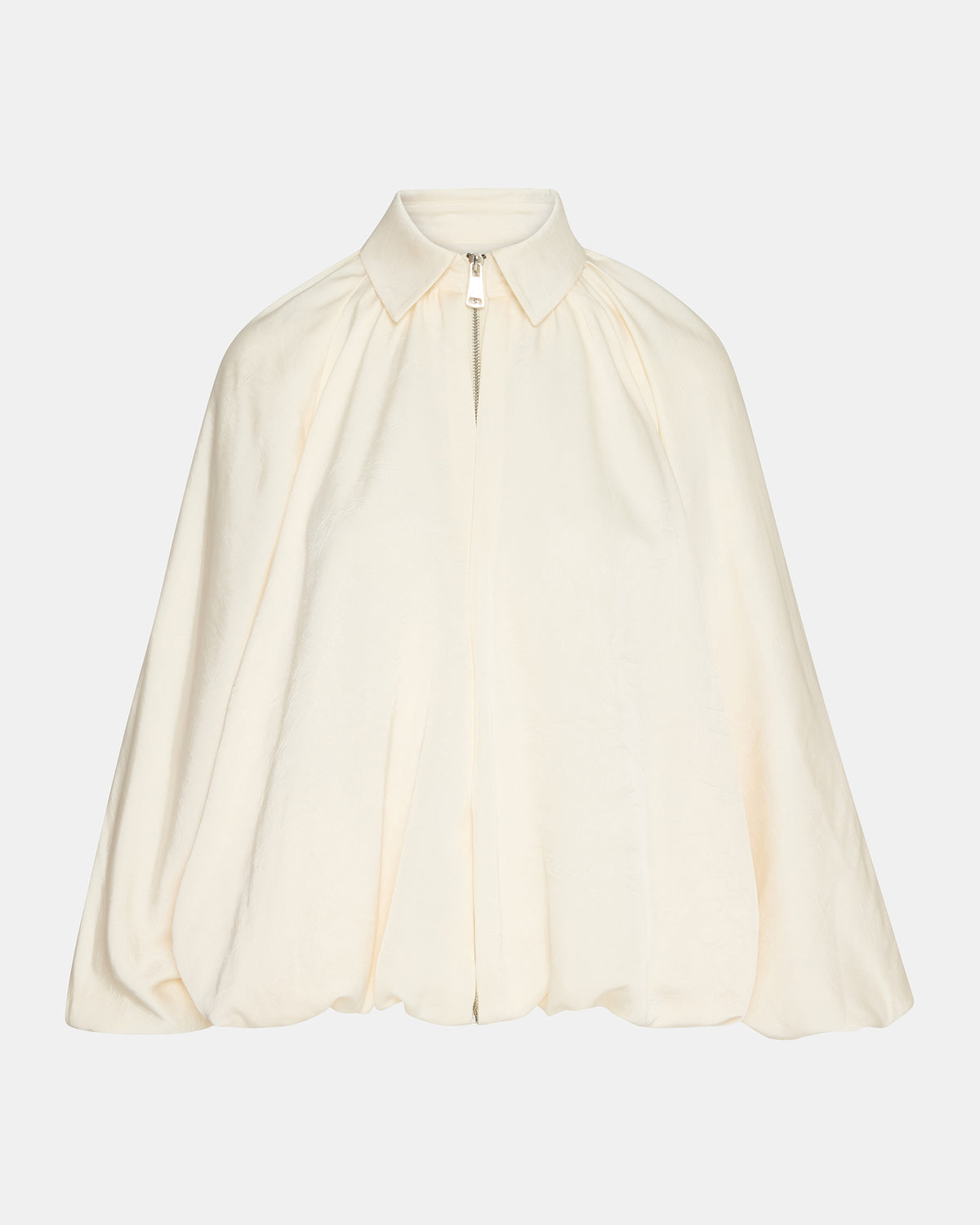 ASPEN Cream Long-Sleeved Zip-Up Puffed Bomber Women's Jacket | Steve Madden US