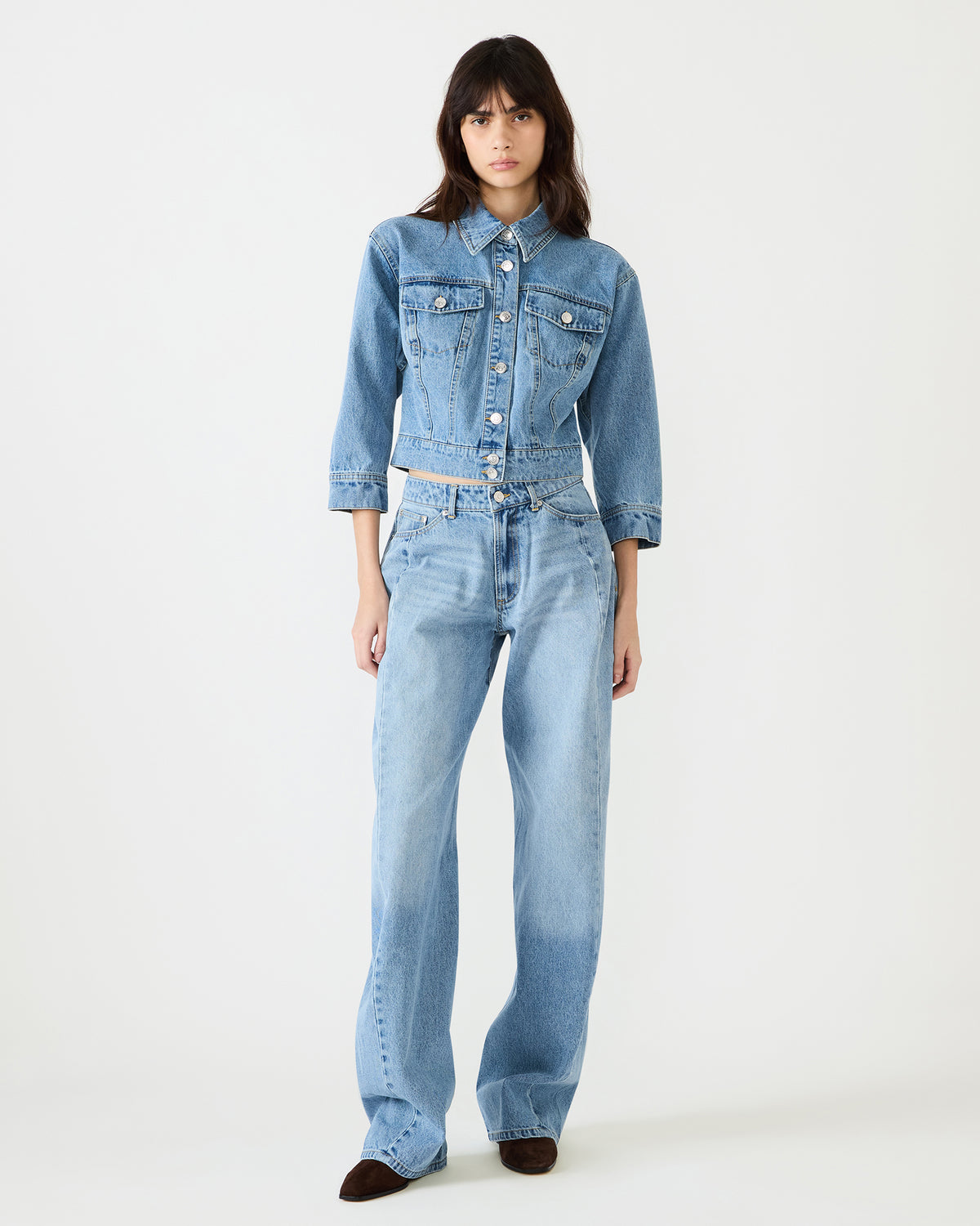 RALEIGH Forever Blue Long-Sleeved Button-Up Denim Women's Jacket | Steve Madden Sale