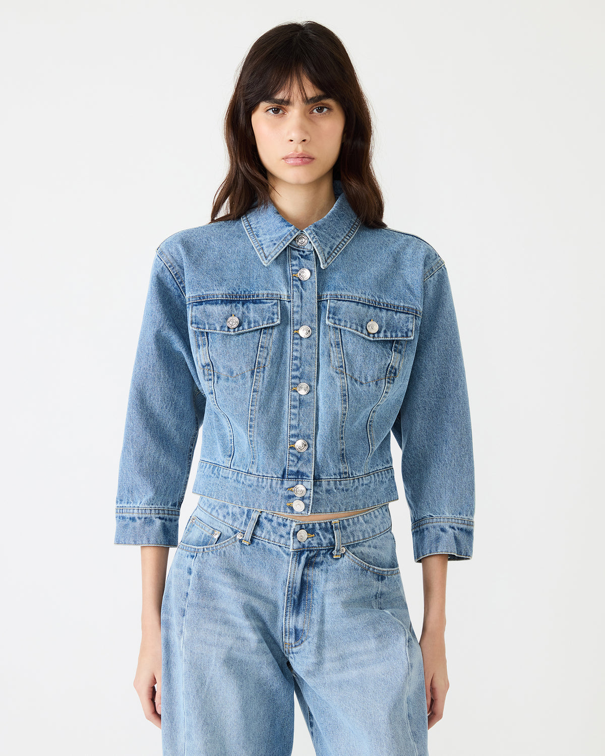 RALEIGH Forever Blue Long-Sleeved Button-Up Denim Women's Jacket | Steve Madden Sale