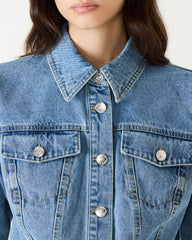 RALEIGH Forever Blue Long-Sleeved Button-Up Denim Women's Jacket | Steve Madden Sale