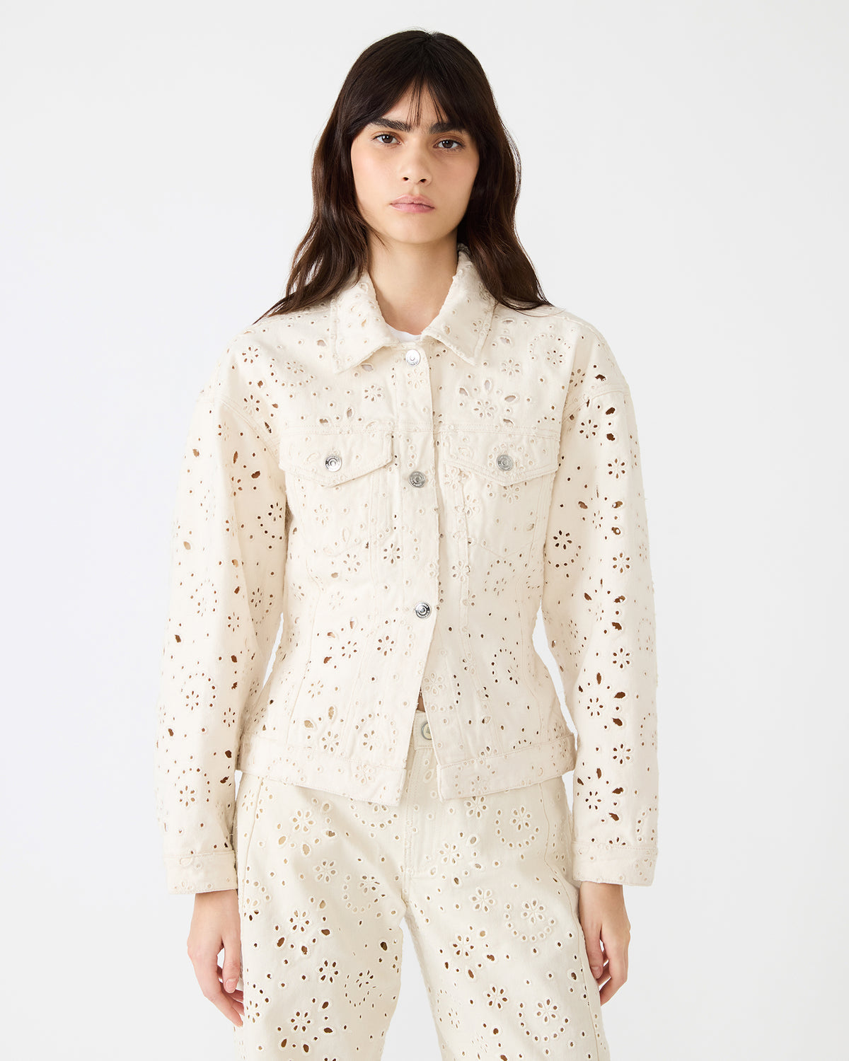 HENRIETTA Sea Mist Long-Sleeved Button-Up Eyelet Women's Jacket | Steve Madden discount