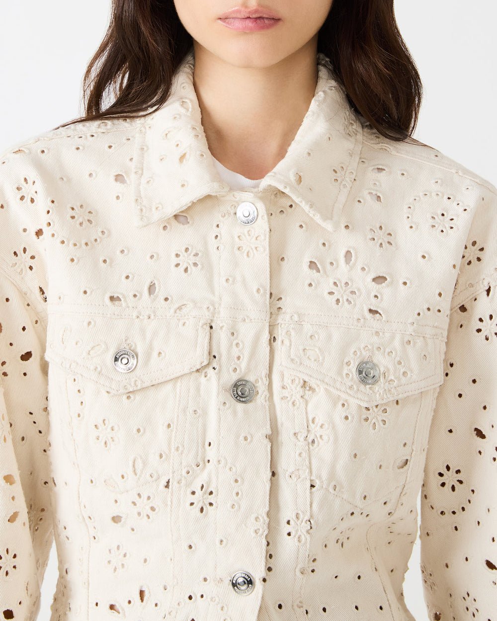 HENRIETTA Sea Mist Long-Sleeved Button-Up Eyelet Women's Jacket | Steve Madden discount